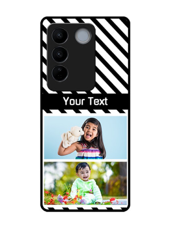 Custom Vivo V27 Pro Custom Metal Phone CaseBlack And White Stripes Design