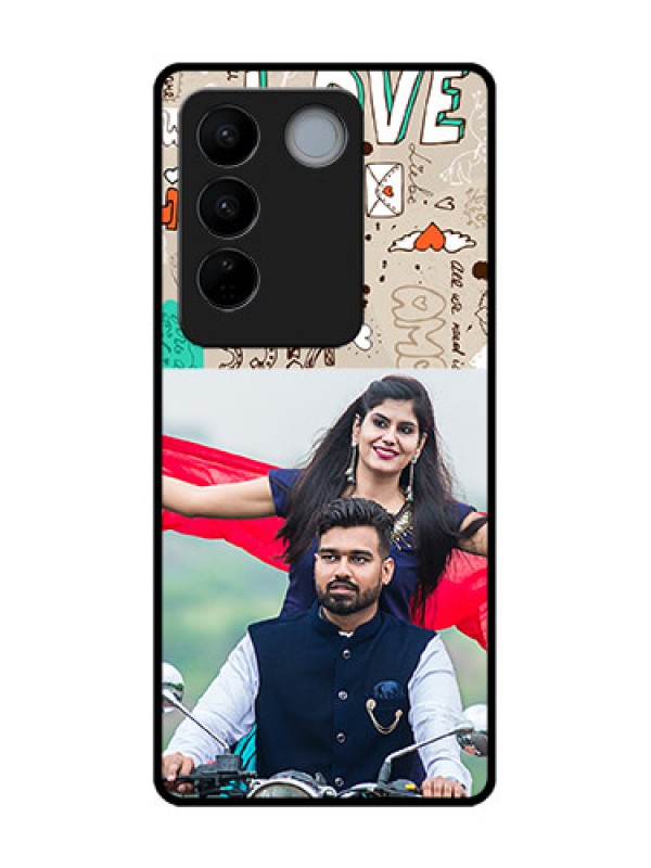 Custom Vivo V27 Pro Custom Metal Phone CaseLove Doodle Pattern