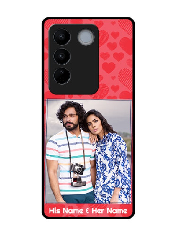 Custom Vivo V27 Pro Custom Metal Phone CaseWith Red Heart Symbols Design