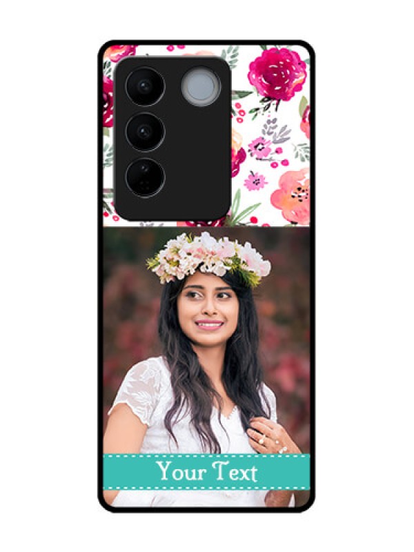 Custom Vivo V27 Pro Custom Metal Phone CaseWater Colors Floral Design