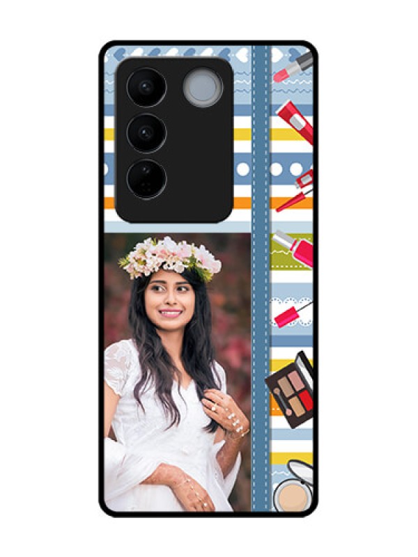 Custom Vivo V27 Pro Custom Metal Phone CaseMakeup Icons Design