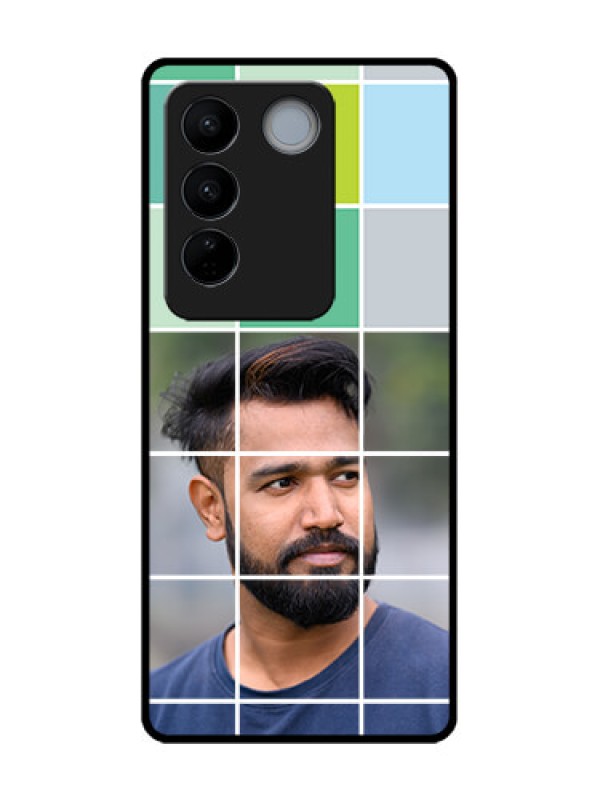 Custom Vivo V27 Pro Custom Metal Phone CaseWith White Box Pattern