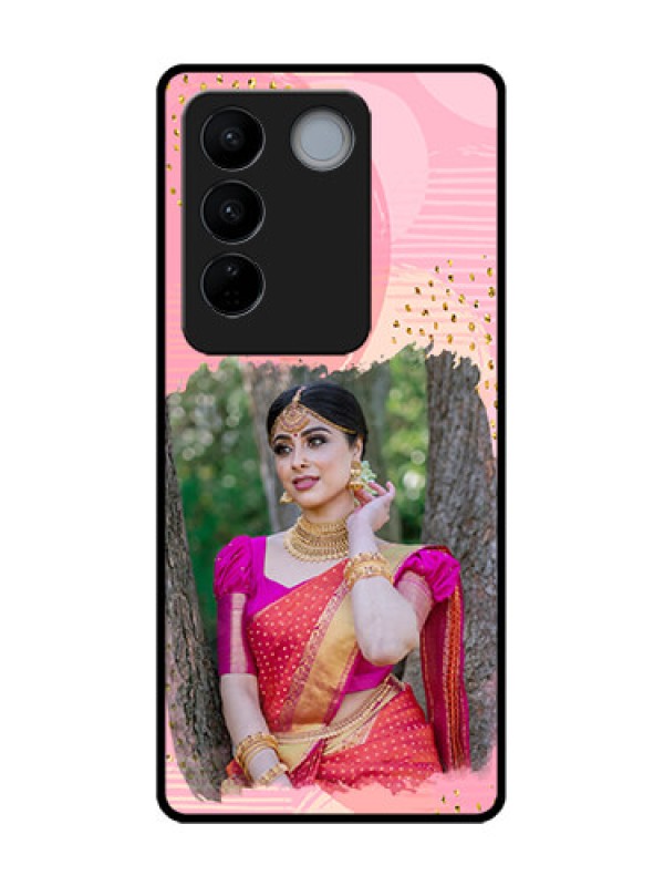 Custom Vivo V27 Pro Custom Metal Phone CaseGold Glitter Splash Design