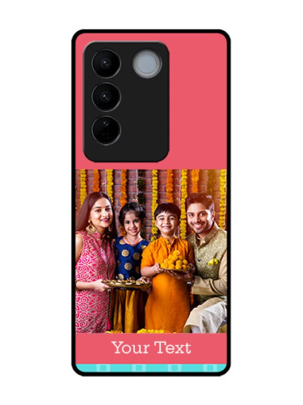 Custom Vivo V27 Custom Metal Phone CasePeach and Blue Color Design