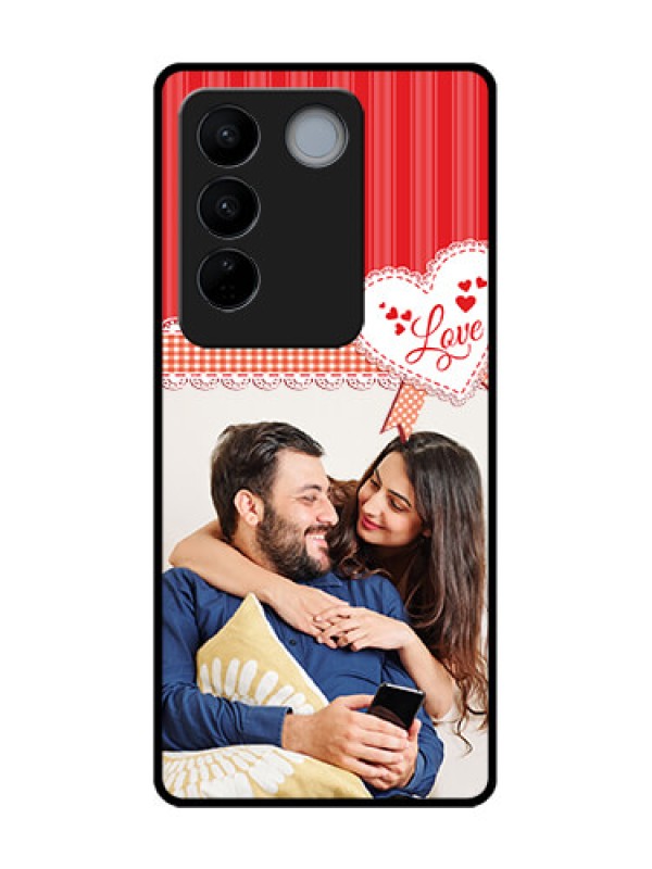 Custom Vivo V27 Custom Metal Phone CaseRed Love Pattern Design