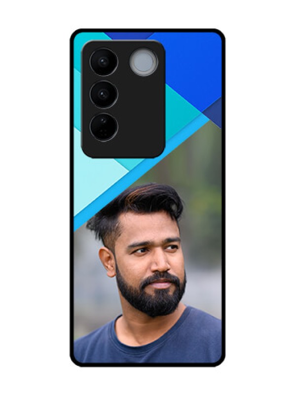 Custom Vivo V27 Custom Metal Phone CaseBlue Pattern Design
