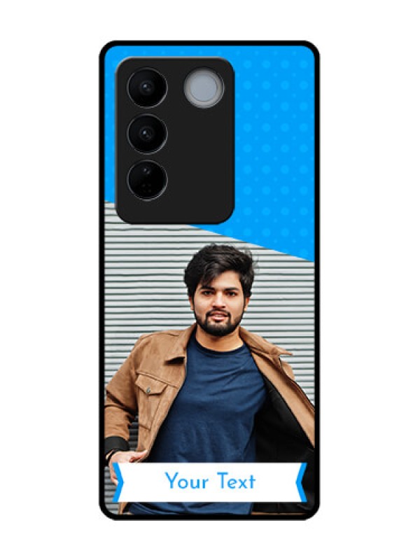 Custom Vivo V27 Custom Metal Phone CaseSimple Blue Color Design