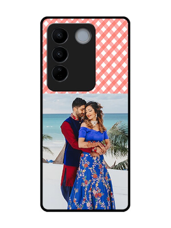 Custom Vivo V27 Custom Metal Phone CasePink Pattern Design
