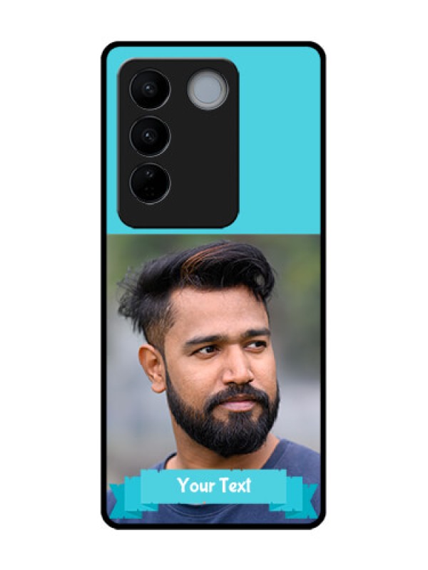 Custom Vivo V27 Custom Metal Phone CaseBlue Color Design