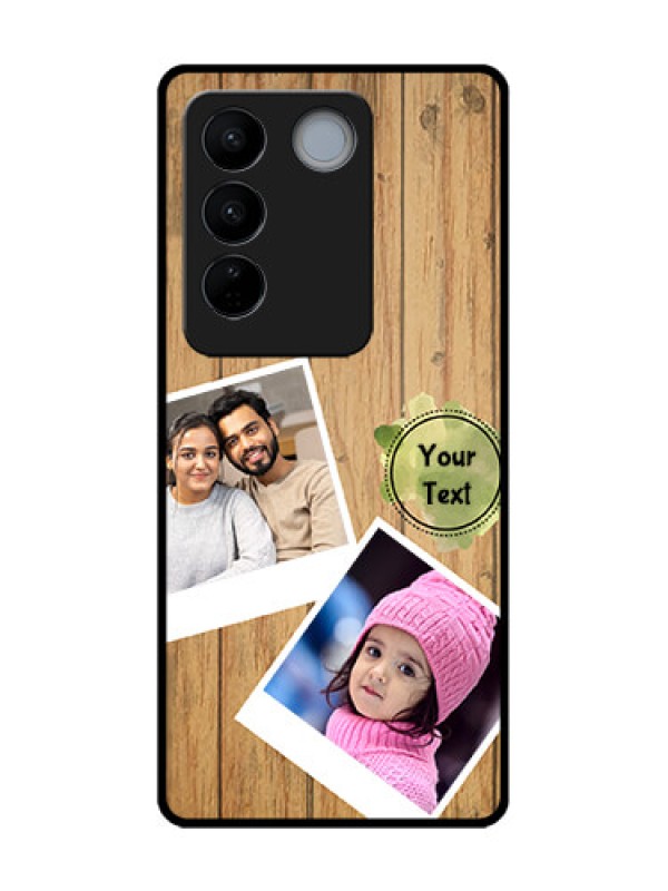 Custom Vivo V27 Custom Metal Phone CaseWooden Texture Design