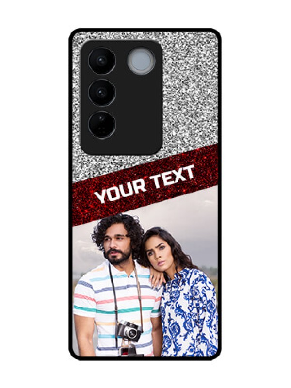 Custom Vivo V27 Custom Metal Phone CaseImage Holder With Glitter Strip Design