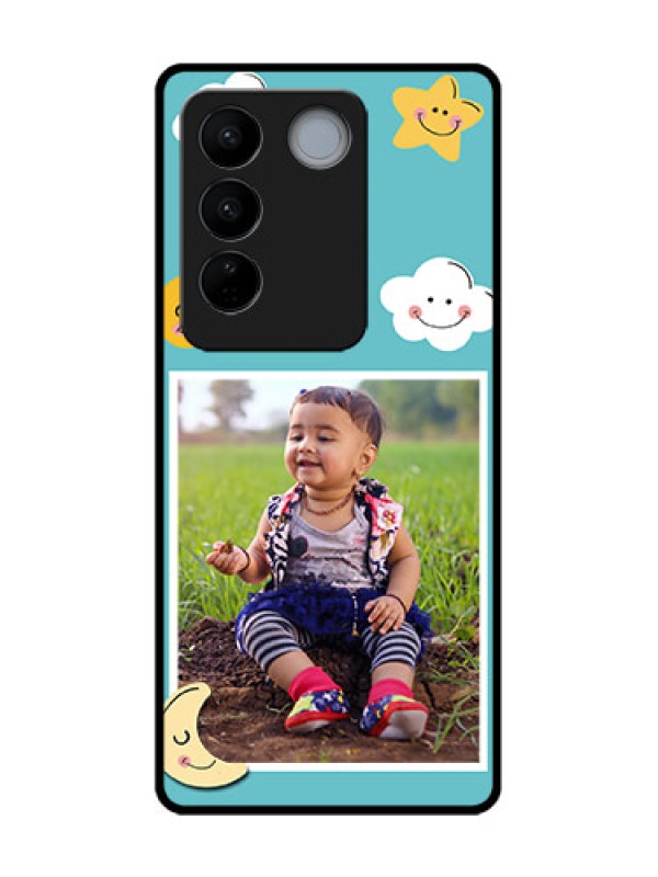 Custom Vivo V27 Custom Metal Phone CaseSmiley Kids Stars Design