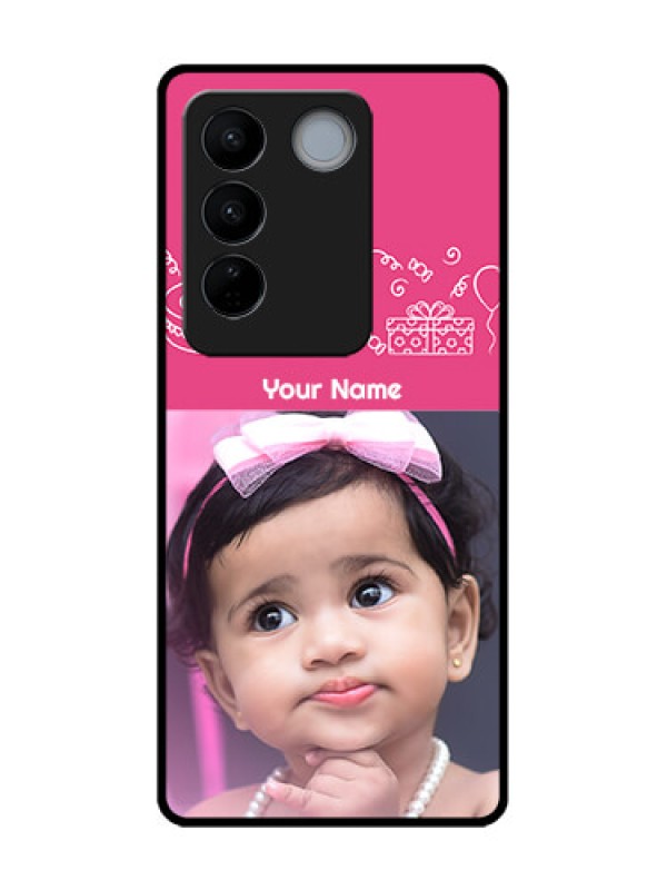 Custom Vivo V27 Custom Metal Phone CaseWith Birthday Line Art Design