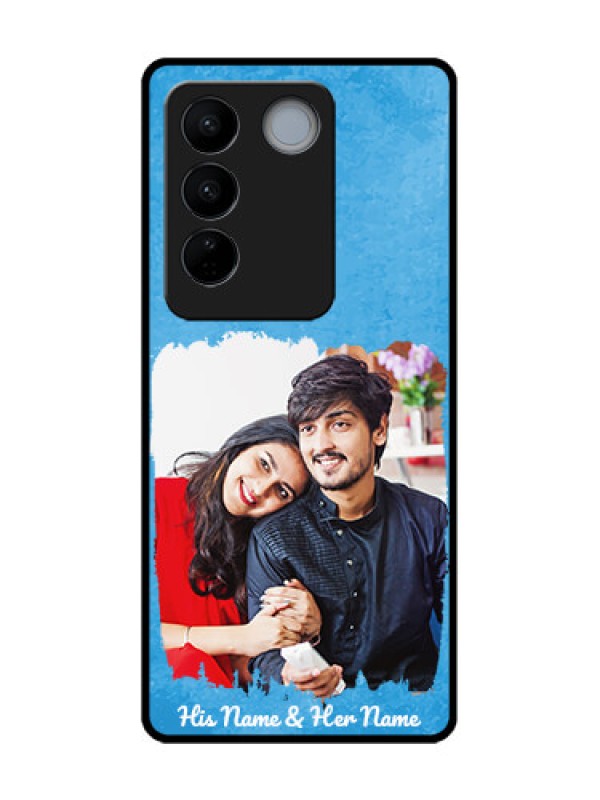 Custom Vivo V27 Custom Metal Phone CaseBlue Color Vintage Design