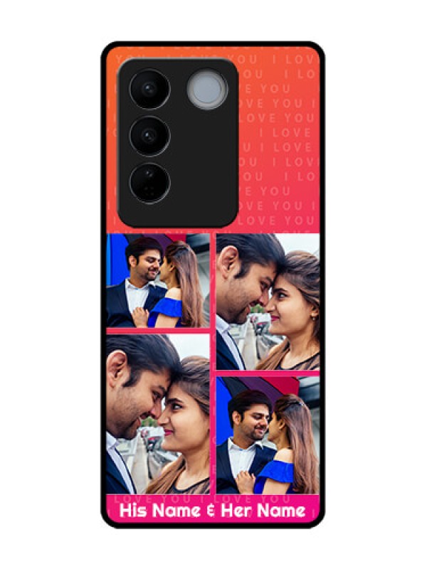 Custom Vivo V27 Custom Metal Phone CaseI Love You Pink Design