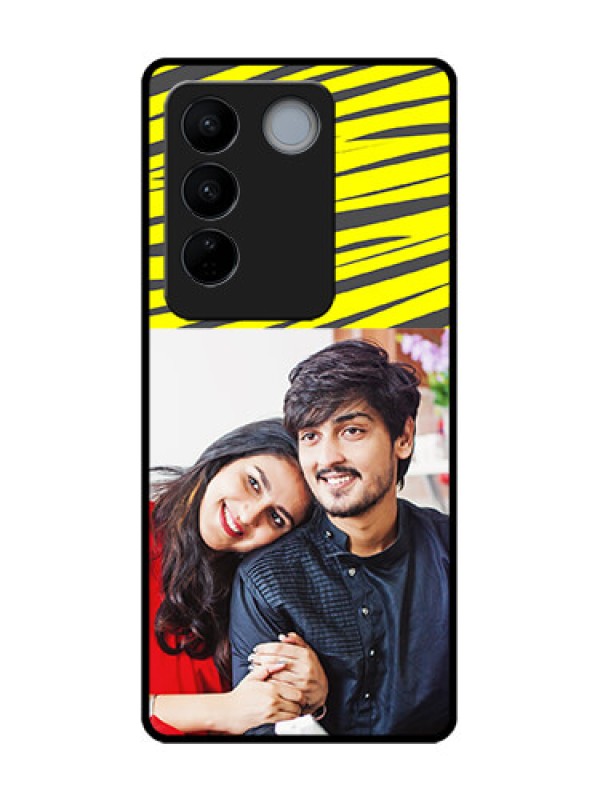 Custom Vivo V27 Custom Metal Phone CaseYellow Abstract Design