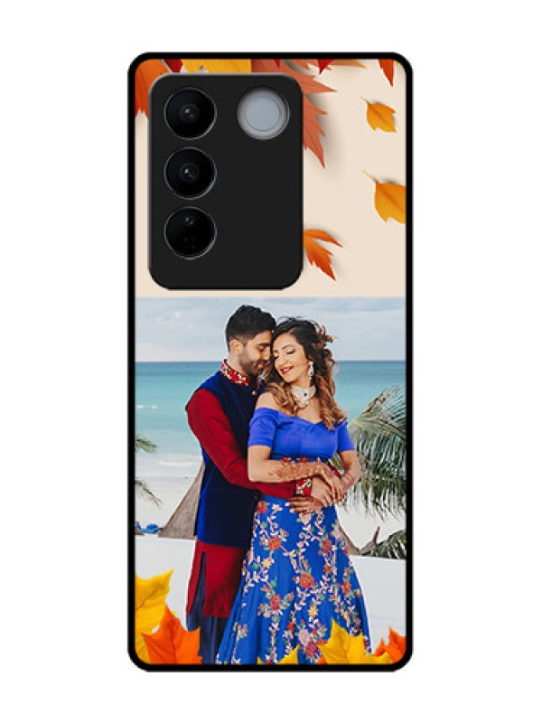 Custom Vivo V27 Custom Metal Phone CaseAutumn Maple Leaves Design
