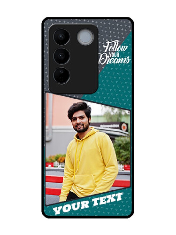 Custom Vivo V27 Custom Metal Phone CaseBackground Pattern Design With Quote