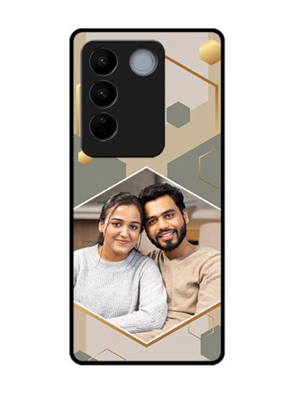 Custom Vivo V27 Custom Metal Phone CaseStylish Hexagon Pattern Design