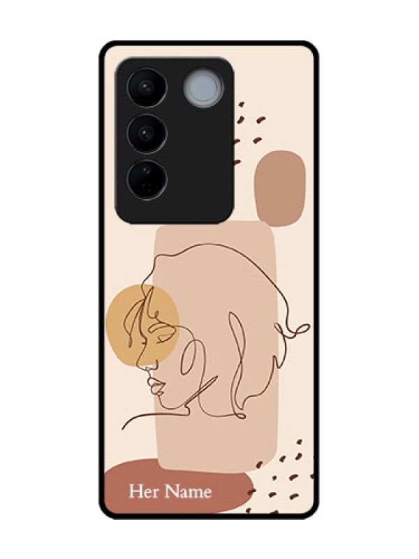 Custom Vivo V27 Custom Metal Phone CaseCalm Woman Line Art Design