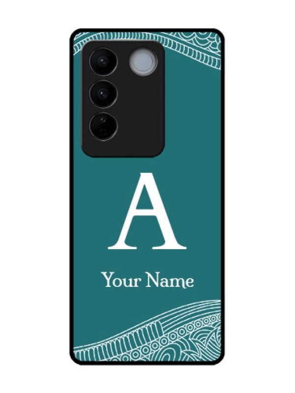 Custom Vivo V27 Custom Metal Phone CaseLine Art Pattern With Custom Name Design