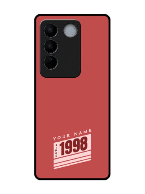 Custom Vivo V27 Custom Metal Phone CaseRed Custom Year Of Birth Design