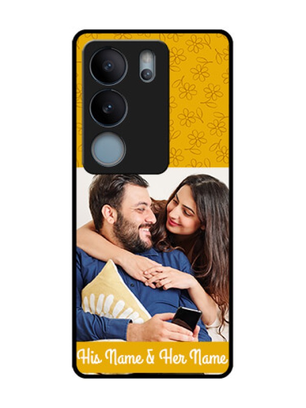 Custom Vivo V29 5G Custom Metal Phone Case - Yellow Floral Design