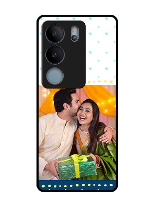 Custom Vivo V29 5G Custom Metal Phone Case - White And Blue Abstract Design