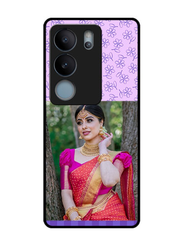Custom Vivo V29 5G Custom Metal Phone Case - Purple Floral Design