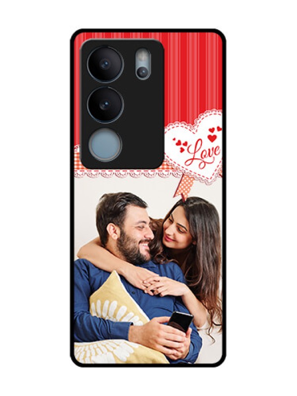 Custom Vivo V29 5G Custom Metal Phone Case - Red Love Pattern Design