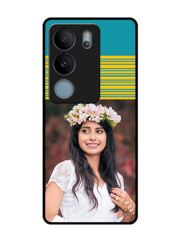 Custom Vivo V29 5G Custom Metal Phone Case - Yellow and Blue Design