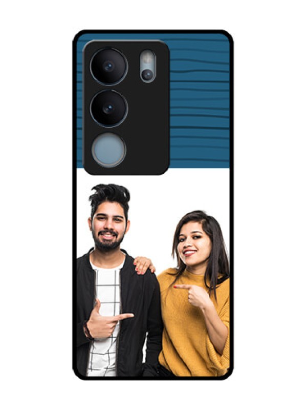 Custom Vivo V29 5G Custom Metal Phone Case - Blue Pattern Cover Design