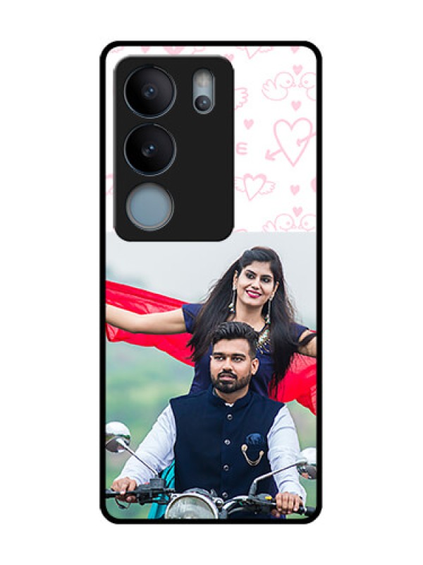 Custom Vivo V29 5G Custom Metal Phone Case - Pink Flying Heart Design