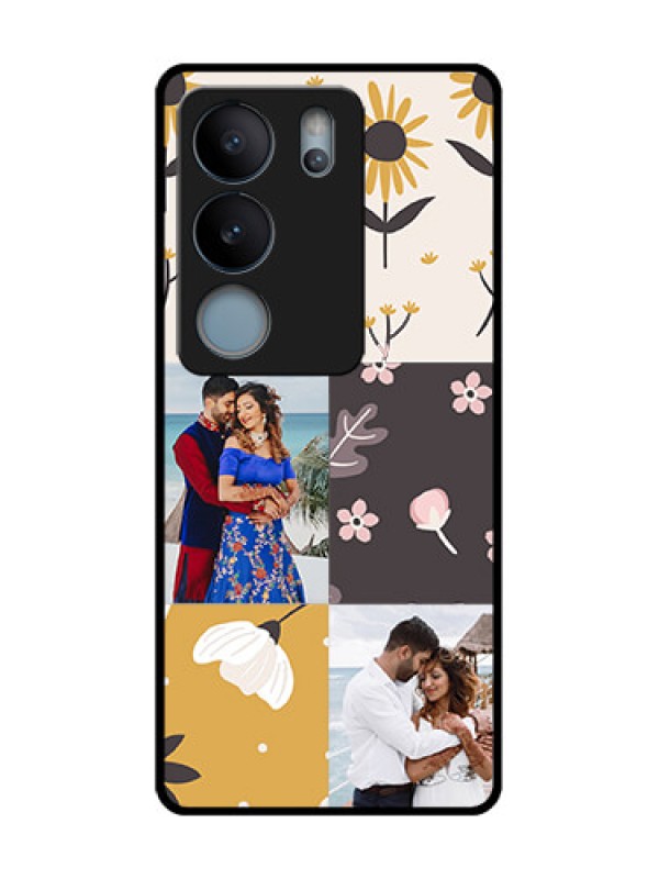 Custom Vivo V29 5G Custom Metal Phone Case - 3 Images With Floral Design