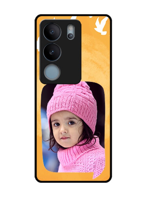 Custom Vivo V29 5G Custom Metal Phone Case - Water Color Design With Bird Icons