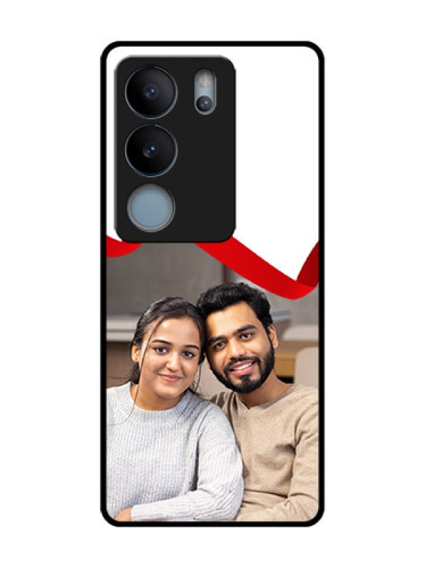 Custom Vivo V29 5G Custom Metal Phone Case - Red Ribbon Frame Design