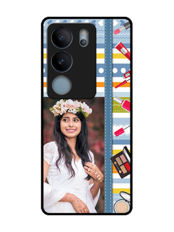 Custom Vivo V29 5G Custom Metal Phone Case - Makeup Icons Design