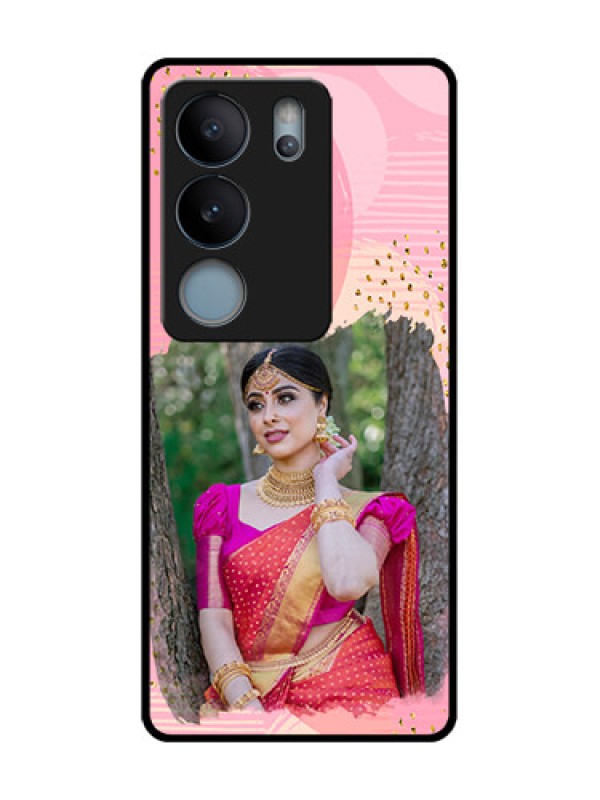 Custom Vivo V29 5G Custom Metal Phone Case - Gold Glitter Splash Design