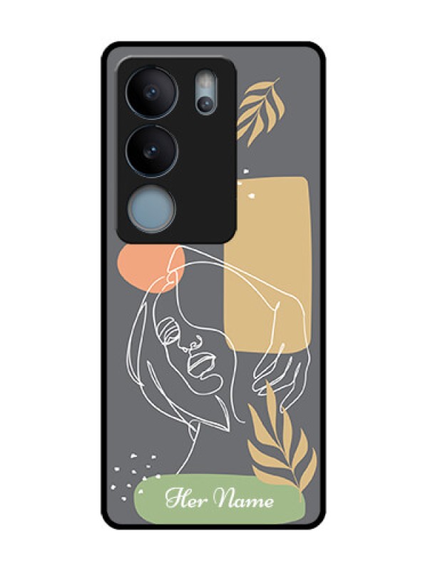 Custom Vivo V29 5G Custom Metal Phone Case - Gazing Woman Line Art Design