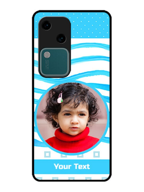 Custom Vivo V30 5G Custom Metal Phone CaseSimple Blue Case Design