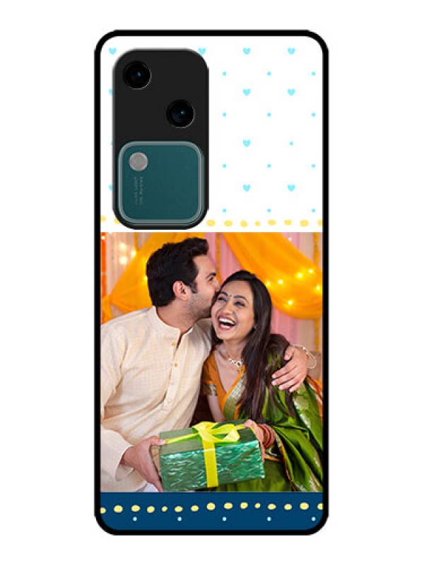 Custom Vivo V30 5G Custom Metal Phone CaseWhite And Blue Abstract Design