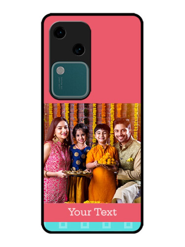 Custom Vivo V30 5G Custom Metal Phone CasePeach and Blue Color Design