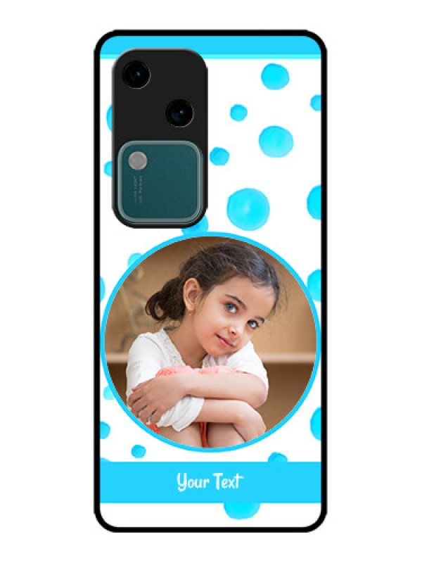 Custom Vivo V30 5G Custom Metal Phone CaseBlue Bubbles Pattern Design