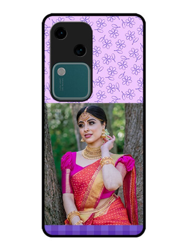 Custom Vivo V30 5G Custom Metal Phone CasePurple Floral Design