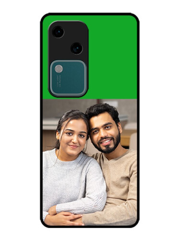 Custom Vivo V30 5G Custom Metal Phone CaseGreen Pattern Design