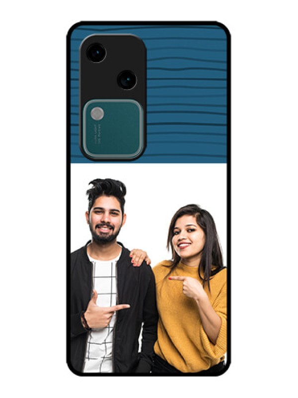 Custom Vivo V30 5G Custom Metal Phone CaseBlue Pattern Cover Design