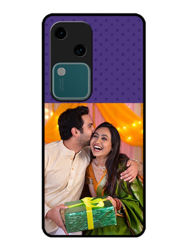 Custom Vivo V30 5G Custom Metal Phone CaseViolet Colored Pattern Design