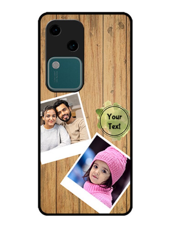 Custom Vivo V30 5G Custom Metal Phone CaseWooden Texture Design