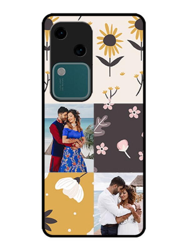 Custom Vivo V30 5G Custom Metal Phone Case3 Images With Floral Design