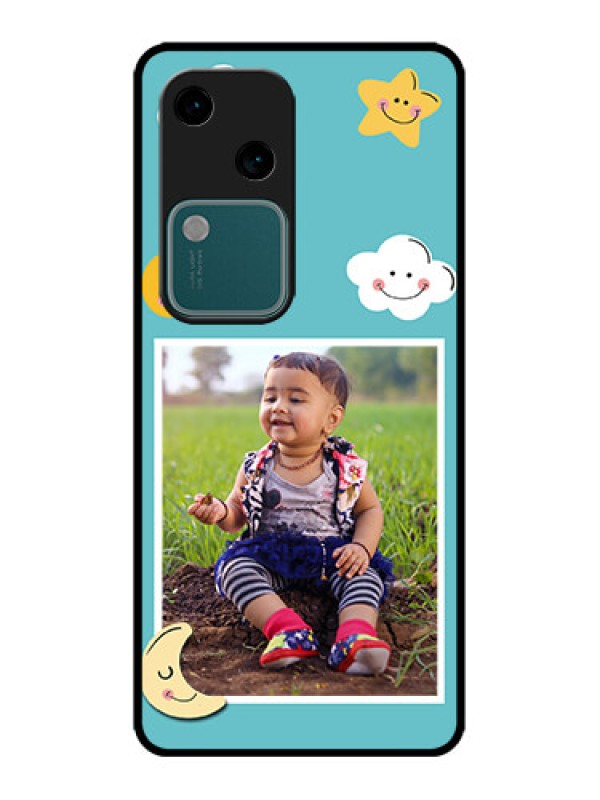 Custom Vivo V30 5G Custom Metal Phone CaseSmiley Kids Stars Design